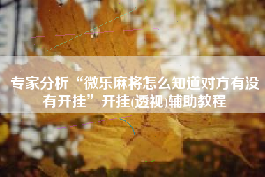 专家分析“微乐麻将怎么知道对方有没有开挂	”开挂(透视)辅助教程