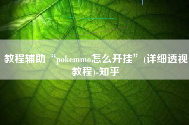 教程辅助“pokemmo怎么开挂	”(详细透视教程)-知乎