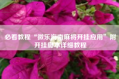必看教程“微乐海南麻将开挂应用	”附开挂脚本详细教程