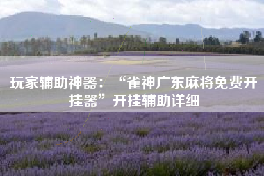 玩家辅助神器：“雀神广东麻将免费开挂器”开挂辅助详细