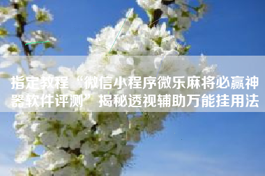 指定教程“微信小程序微乐麻将必赢神器软件评测”揭秘透视辅助万能挂用法