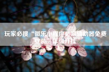 玩家必搜“微乐小程序必赢辅助器免费安装”详细开挂