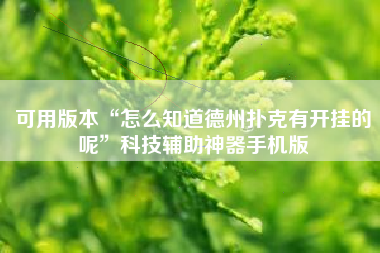 可用版本“怎么知道德州扑克有开挂的呢”科技辅助神器手机版