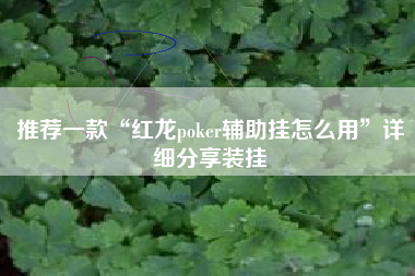 推荐一款“红龙poker辅助挂怎么用	”详细分享装挂