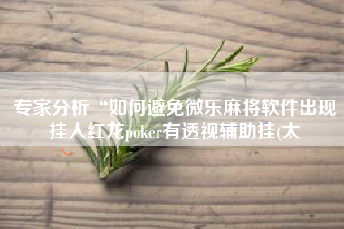 专家分析“如何避免微乐麻将软件出现挂人红龙poker有透视辅助挂(太 专家分析“如何避免微乐麻将软件出现挂人红龙poker有透视辅助挂(太