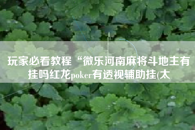 玩家必看教程“微乐河南麻将斗地主有挂吗红龙poker有透视辅助挂(太