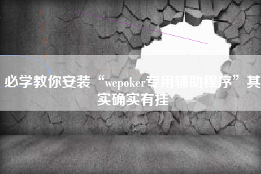 必学教你安装“wepoker专用辅助程序”其实确实有挂