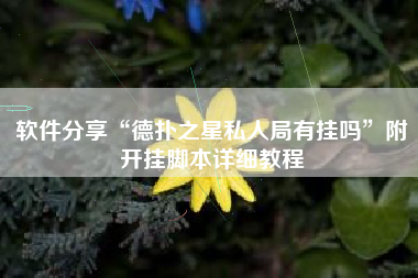 软件分享“德扑之星私人局有挂吗”附开挂脚本详细教程