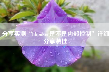 分享实测“hhpoker是不是内部控制	”详细分享装挂