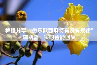 教程分享“微乐陕西麻将有没有规律	”辅助器 - 实时智能回复