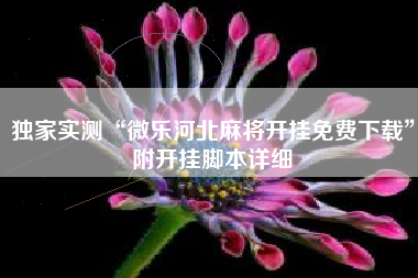 独家实测“微乐河北麻将开挂免费下载	”附开挂脚本详细