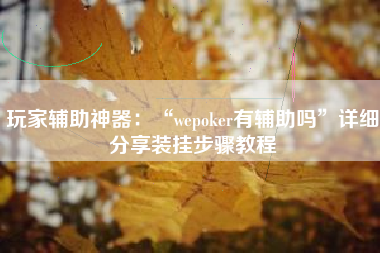 玩家辅助神器：“wepoker有辅助吗”详细分享装挂步骤教程