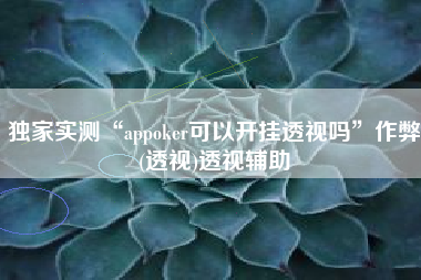 独家实测“appoker可以开挂透视吗”作弊(透视)透视辅助