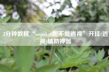 3分钟教程“wepoker能不能透视	”开挂(透视)辅助神器