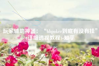 玩家辅助神器：“hhpoker到底有没有挂	”(详细透视教程)-知乎