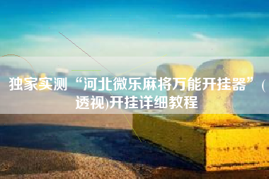 独家实测“河北微乐麻将万能开挂器	”(透视)开挂详细教程