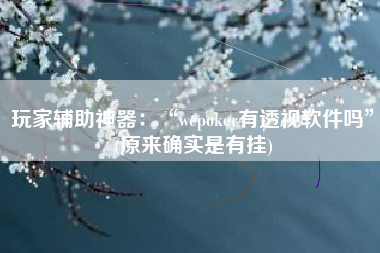 玩家辅助神器：“wepoker有透视软件吗”(原来确实是有挂)