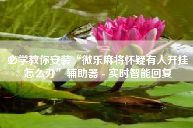 必学教你安装“微乐麻将怀疑有人开挂怎么办”辅助器 - 实时智能回复