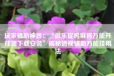 玩家辅助神器：“微乐捉鸡麻将万能开挂器下载安装”揭秘透视辅助万能挂用法