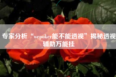 专家分析“wepoker能不能透视”揭秘透视辅助万能挂