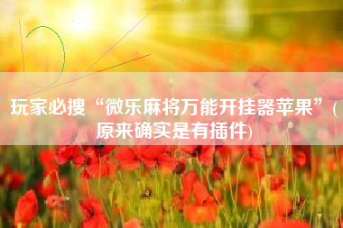 玩家必搜“微乐麻将万能开挂器苹果”(原来确实是有插件)