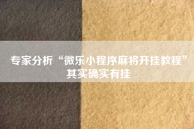 专家分析“微乐小程序麻将开挂教程”其实确实有挂