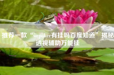 推荐一款“wepoker有挂吗百度知道”揭秘透视辅助万能挂
