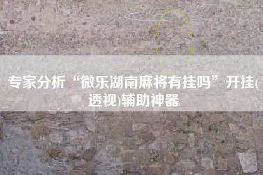 专家分析“微乐湖南麻将有挂吗”开挂(透视)辅助神器