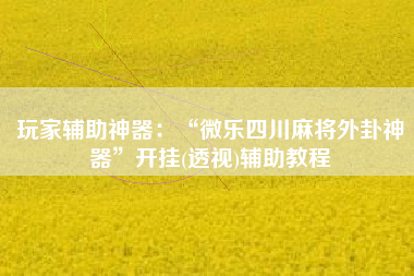 玩家辅助神器：“微乐四川麻将外卦神器”开挂(透视)辅助教程