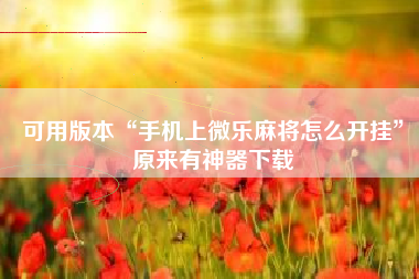 可用版本“手机上微乐麻将怎么开挂”原来有神器下载