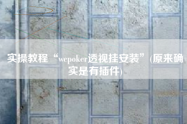 实操教程“wepoker透视挂安装	”(原来确实是有插件)