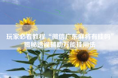 玩家必看教程“微信广东麻将有挂吗”揭秘透视辅助万能挂用法