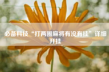 必备科技“打两圈麻将有没有挂”详细开挂