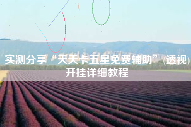 实测分享“天天卡五星免费辅助”(透视)开挂详细教程